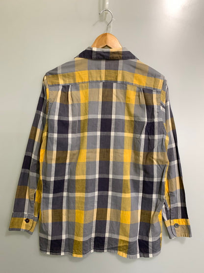 【現状渡し品】【メンズ】 PILGRIM ピルグリム 50S OPEN COLLAR CHECK LS SHIRT オープンカラー チェックシャツ ロングスリーブ 146-250731-AS-59-min サイズ：S カラー：グレー/イエロー 万代Net店