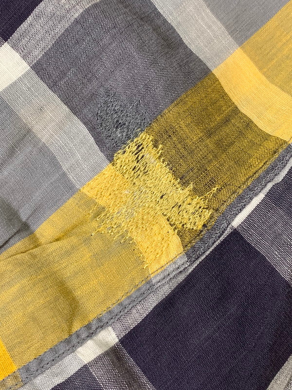 【現状渡し品】【メンズ】 PILGRIM ピルグリム 50S OPEN COLLAR CHECK LS SHIRT オープンカラー チェックシャツ ロングスリーブ 146-250731-AS-59-min サイズ：S カラー：グレー/イエロー 万代Net店