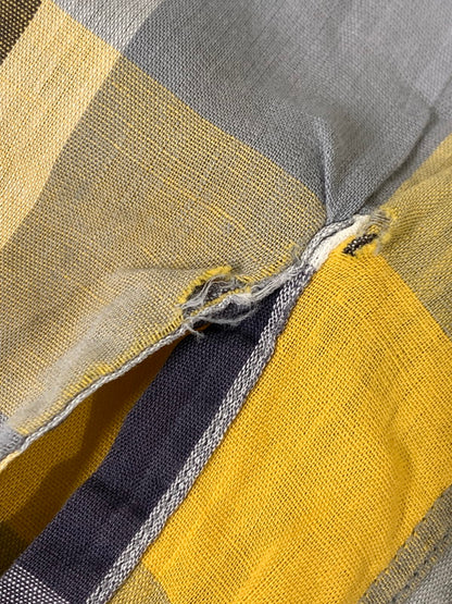 【現状渡し品】【メンズ】 PILGRIM ピルグリム 50S OPEN COLLAR CHECK LS SHIRT オープンカラー チェックシャツ ロングスリーブ 146-250731-AS-59-min サイズ：S カラー：グレー/イエロー 万代Net店