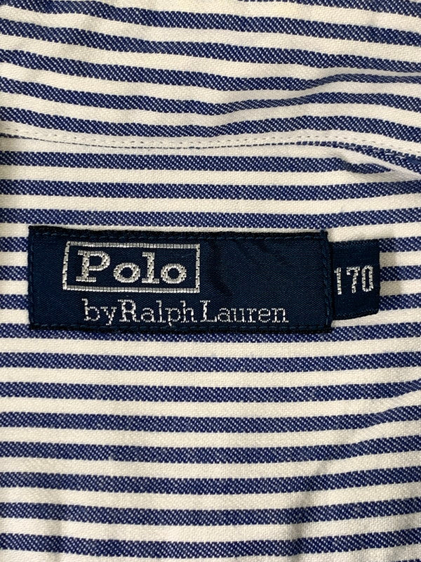 【中古品】【メンズ】 POLO RALPH LAUREN ポロ・ラルフローレン 90S STRIPE SHIRT ストライプシャツ ロングスリーブ 146-250731-AS-75-min サイズ：170 カラー：ブルー/ホワイト 万代Net店