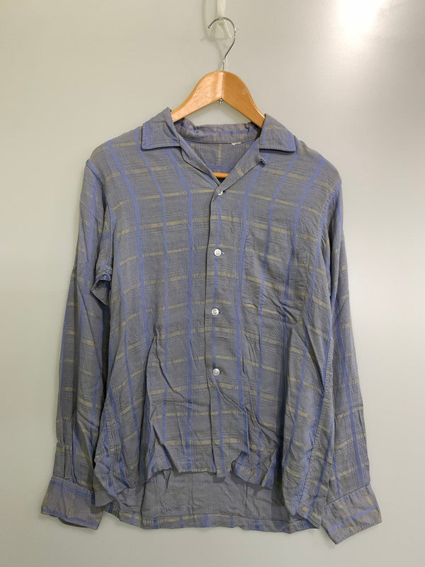 【中古品】【メンズ】 USED 60S OPEN COLLAR CHECK SHIRT オープンカラー チェックシャツ ロングスリーブ 146-250731-AS-63-min カラー：グレー系 万代Net店