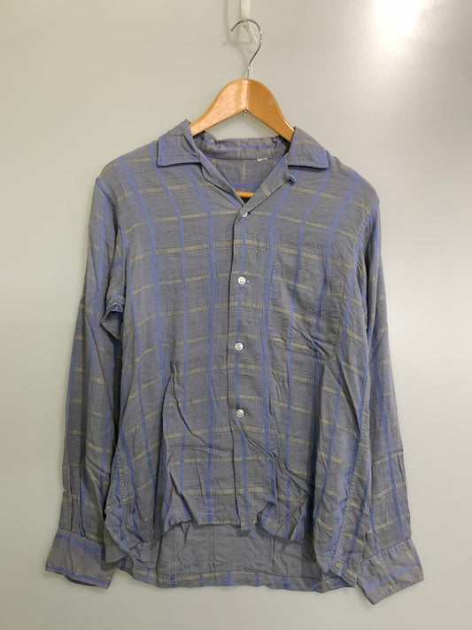【中古品】【メンズ】 USED 60S OPEN COLLAR CHECK SHIRT オープンカラー チェックシャツ ロングスリーブ 146-250731-AS-63-min カラー：グレー系 万代Net店