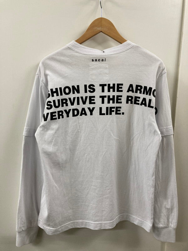【中古品】【メンズ】 Sacai サカイ 24-0895S 24SS GRAPHIC PRINT LS T‐SHIRT Tシャツ トップス 140-250803-ks-01-min サイズ：1 カラー：ホワイト 万代Net店