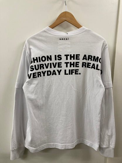 【中古品】【メンズ】 Sacai サカイ 24-0895S 24SS GRAPHIC PRINT LS T‐SHIRT Tシャツ トップス 140-250803-ks-01-min サイズ：1 カラー：ホワイト 万代Net店