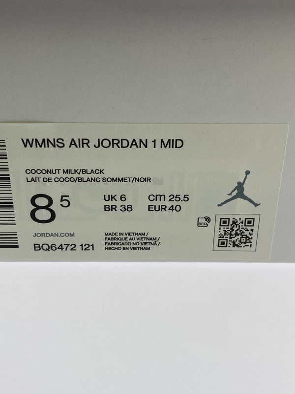 【中古品】【メンズ】 NIKE ナイキ WMNS AIR JORDAN 1 MID BQ6472‐121 ウィメンズ エア ジョーダン 1 スニーカー 靴 160-250804-yn-11-min サイズ：25.5cm US8.5 カラー：COCONUT MILK/BLACK 万代Net店
