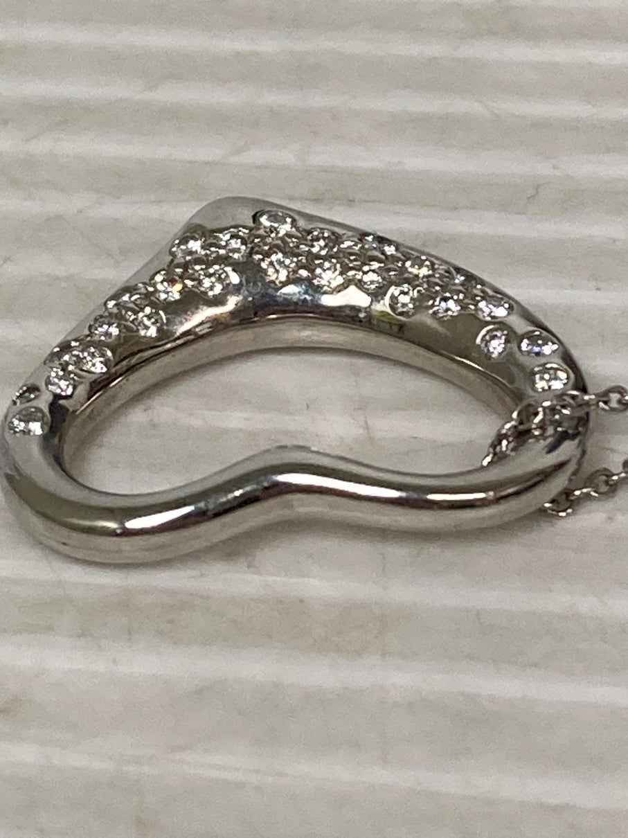 【中古品】【レディース】 TIFFANY&Co. ティファニー エルサ・ペレッティ オープンハート ペンダント ダイヤモンド PT950 ネックレス アクセサリー 182-250808-yn-10-min カラー：シルバー 万代Net店