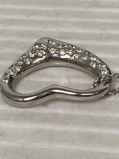 【中古品】【レディース】 TIFFANY&Co. ティファニー エルサ・ペレッティ オープンハート ペンダント ダイヤモンド PT950 ネックレス アクセサリー 182-250808-yn-10-min カラー：シルバー 万代Net店