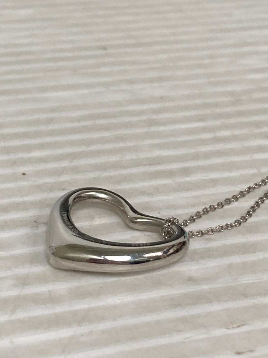 【中古品】【レディース】 TIFFANY&Co. ティファニー エルサ・ペレッティ オープンハート ペンダント ダイヤモンド PT950 ネックレス アクセサリー 182-250808-yn-10-min カラー：シルバー 万代Net店