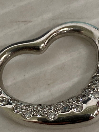 【中古品】【レディース】 TIFFANY&Co. ティファニー エルサ・ペレッティ オープンハート ペンダント ダイヤモンド PT950 ネックレス アクセサリー 182-250808-yn-10-min カラー：シルバー 万代Net店