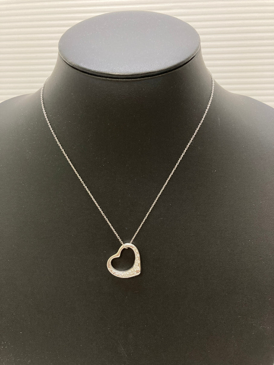 【中古品】【レディース】 TIFFANY&Co. ティファニー エルサ・ペレッティ オープンハート ペンダント ダイヤモンド PT950 ネックレス アクセサリー 182-250808-yn-10-min カラー：シルバー 万代Net店
