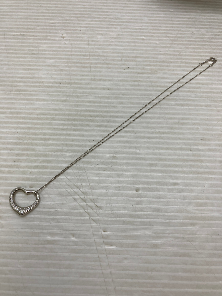 【中古品】【レディース】 TIFFANY&Co. ティファニー エルサ・ペレッティ オープンハート ペンダント ダイヤモンド PT950 ネックレス アクセサリー 182-250808-yn-10-min カラー：シルバー 万代Net店