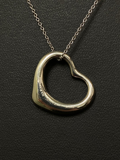 【中古品】【レディース】 TIFFANY&Co. ティファニー エルサ・ペレッティ オープンハート ペンダント ダイヤモンド PT950 ネックレス アクセサリー 182-250808-yn-10-min カラー：シルバー 万代Net店