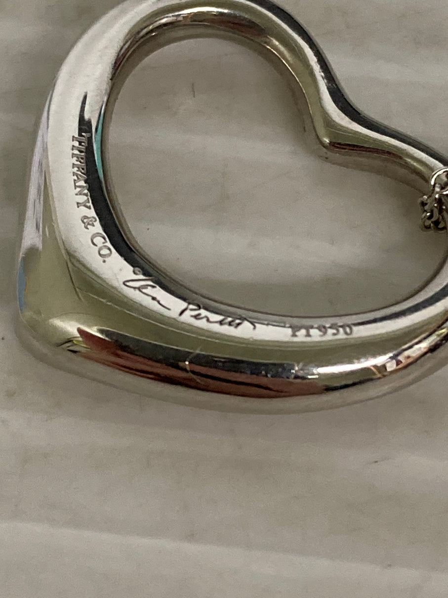 【中古品】【レディース】 TIFFANY&Co. ティファニー エルサ・ペレッティ オープンハート ペンダント ダイヤモンド PT950 ネックレス アクセサリー 182-250808-yn-10-min カラー：シルバー 万代Net店