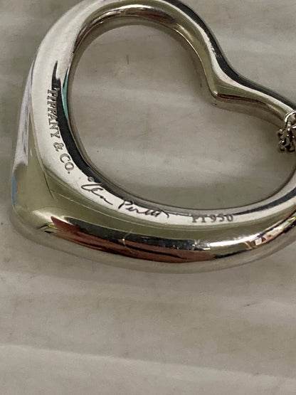 【中古品】【レディース】 TIFFANY&Co. ティファニー エルサ・ペレッティ オープンハート ペンダント ダイヤモンド PT950 ネックレス アクセサリー 182-250808-yn-10-min カラー：シルバー 万代Net店