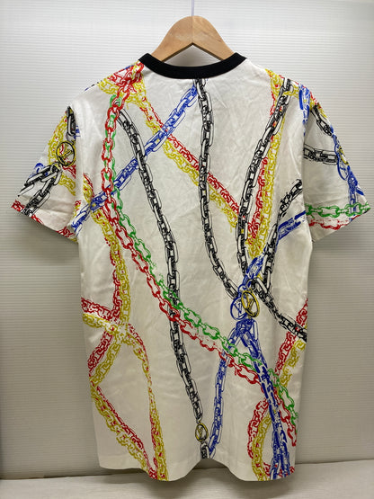 【中古品】【メンズ/レディース】 LOUIS VUITTON ルイ・ヴィトン S/S TEE RW212W FO8 FLTS20 マルチカラーチェーンプリントTシャツ 半袖Tシャツ トップス 168-250808-yn-14-min サイズ：S カラー：ホワイト 万代Net店