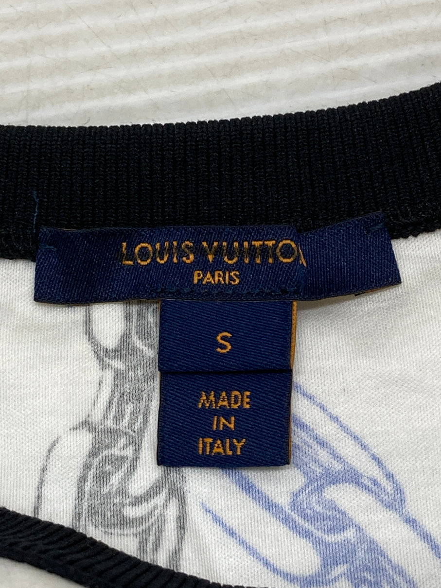 【中古品】【メンズ/レディース】 LOUIS VUITTON ルイ・ヴィトン S/S TEE RW212W FO8 FLTS20 マルチカラーチェーンプリントTシャツ 半袖Tシャツ トップス 168-250808-yn-14-min サイズ：S カラー：ホワイト 万代Net店