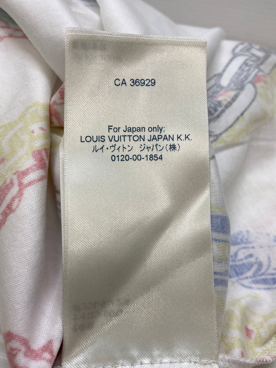 【中古品】【メンズ/レディース】 LOUIS VUITTON ルイ・ヴィトン S/S TEE RW212W FO8 FLTS20 マルチカラーチェーンプリントTシャツ 半袖Tシャツ トップス 168-250808-yn-14-min サイズ：S カラー：ホワイト 万代Net店