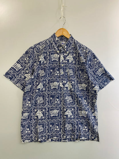 【中古品】【メンズ】 REYN SPOONER レインスプーナー 90S ALOHASHIRT 90年代 アロハシャツ トップス 146-250805-jt-08-min サイズ：M カラー：ネイビー/ホワイト 万代Net店