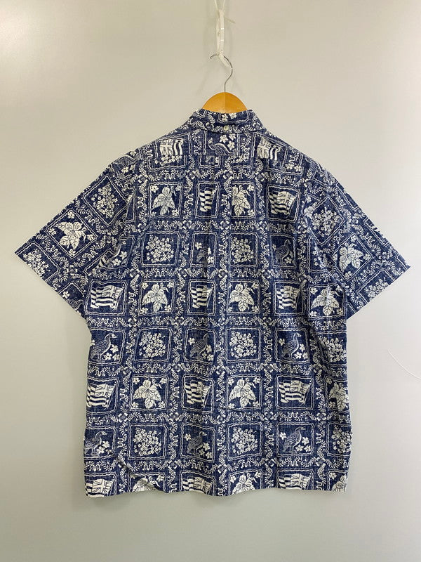 【中古品】【メンズ】 REYN SPOONER レインスプーナー 90S ALOHASHIRT 90年代 アロハシャツ トップス 146-250805-jt-08-min サイズ：M カラー：ネイビー/ホワイト 万代Net店