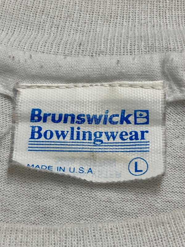 【中古品】【メンズ】 BRUNSSWICK BOWLINGWEAR ブランズウィック ボーリング ウエア 80S MICKEY BOWL PRINT TEE プリントＴシャツ トップス 146-250805-jt-31-min サイズ：L カラー：ホワイト 万代Net店