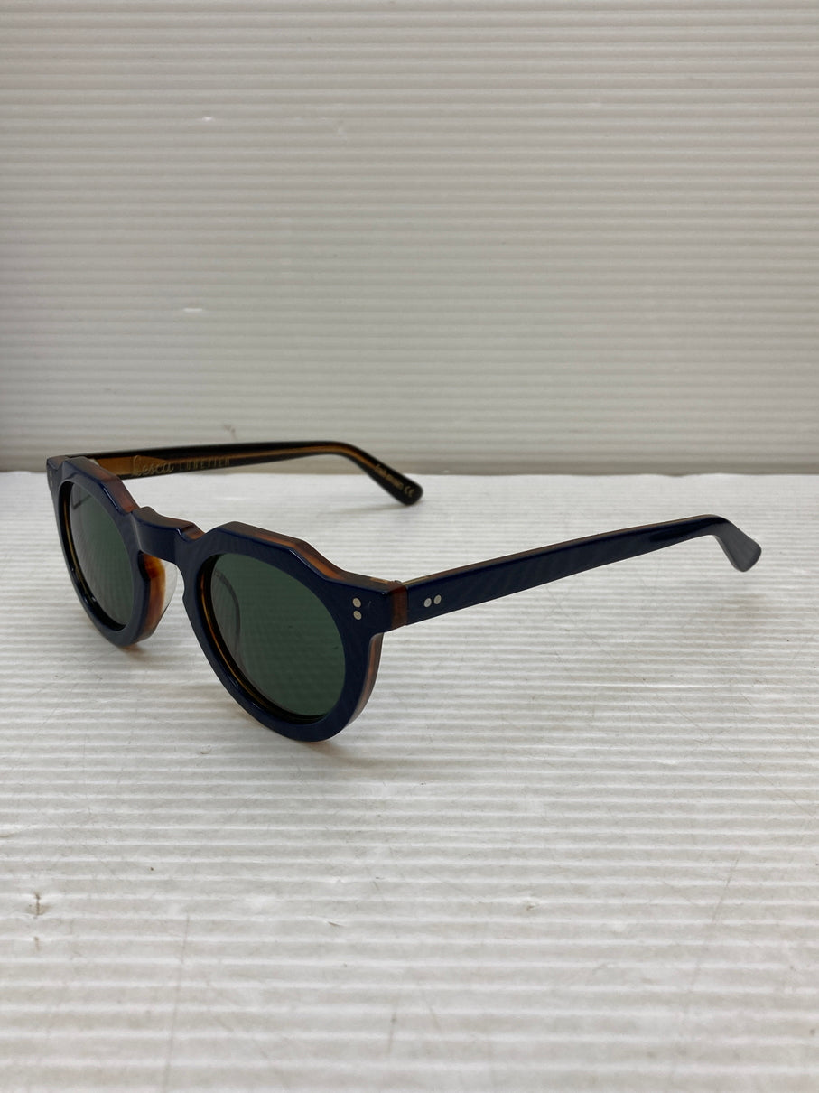 【中古品】【メンズ/レディース】 LESCA COL.0030 PICA SUNGLASSES レスカ ピカ サングラス アイウェア 203-250808-yn-04-min サイズ：44-26 カラー：フレーム：ネイビー/ブラウン 万代Net店