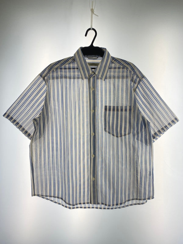 【中古品】【メンズ】 JOURNAL STANDARD relume ジャーナルスタンダード　レリューム S/S SHIRT ストライプカラーレース半袖シャツ トップス 147-250818-yn-28-min サイズ：M カラー：オフホワイト/ライトブルー 万代Net店