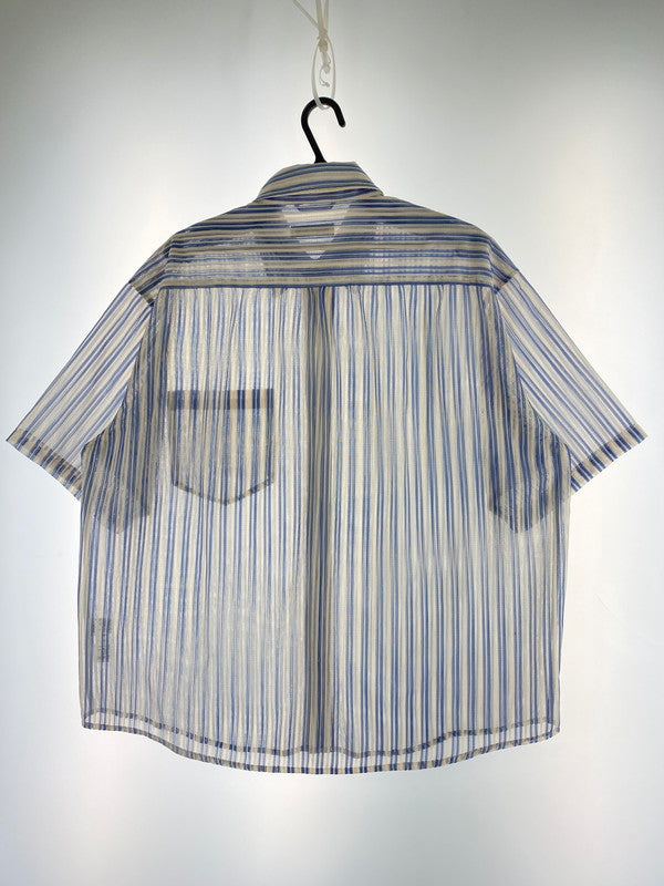 【中古品】【メンズ】 JOURNAL STANDARD relume ジャーナルスタンダード　レリューム S/S SHIRT ストライプカラーレース半袖シャツ トップス 147-250818-yn-28-min サイズ：M カラー：オフホワイト/ライトブルー 万代Net店