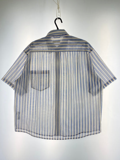 【中古品】【メンズ】 JOURNAL STANDARD relume ジャーナルスタンダード　レリューム S/S SHIRT ストライプカラーレース半袖シャツ トップス 147-250818-yn-28-min サイズ：M カラー：オフホワイト/ライトブルー 万代Net店