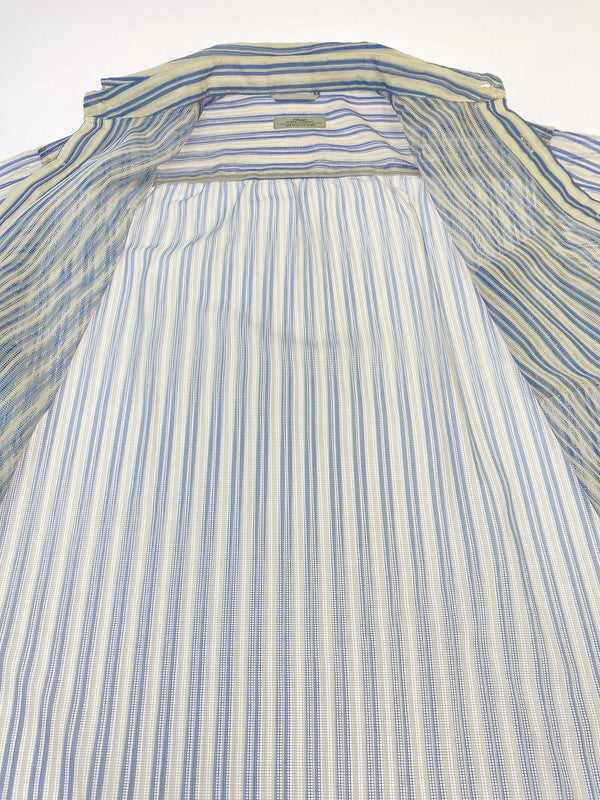 【中古品】【メンズ】 JOURNAL STANDARD relume ジャーナルスタンダード　レリューム S/S SHIRT ストライプカラーレース半袖シャツ トップス 147-250818-yn-28-min サイズ：M カラー：オフホワイト/ライトブルー 万代Net店