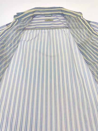 【中古品】【メンズ】 JOURNAL STANDARD relume ジャーナルスタンダード　レリューム S/S SHIRT ストライプカラーレース半袖シャツ トップス 147-250818-yn-28-min サイズ：M カラー：オフホワイト/ライトブルー 万代Net店