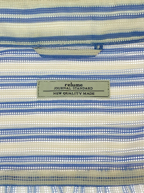 【中古品】【メンズ】 JOURNAL STANDARD relume ジャーナルスタンダード　レリューム S/S SHIRT ストライプカラーレース半袖シャツ トップス 147-250818-yn-28-min サイズ：M カラー：オフホワイト/ライトブルー 万代Net店
