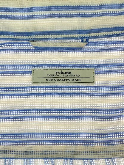 【中古品】【メンズ】 JOURNAL STANDARD relume ジャーナルスタンダード　レリューム S/S SHIRT ストライプカラーレース半袖シャツ トップス 147-250818-yn-28-min サイズ：M カラー：オフホワイト/ライトブルー 万代Net店