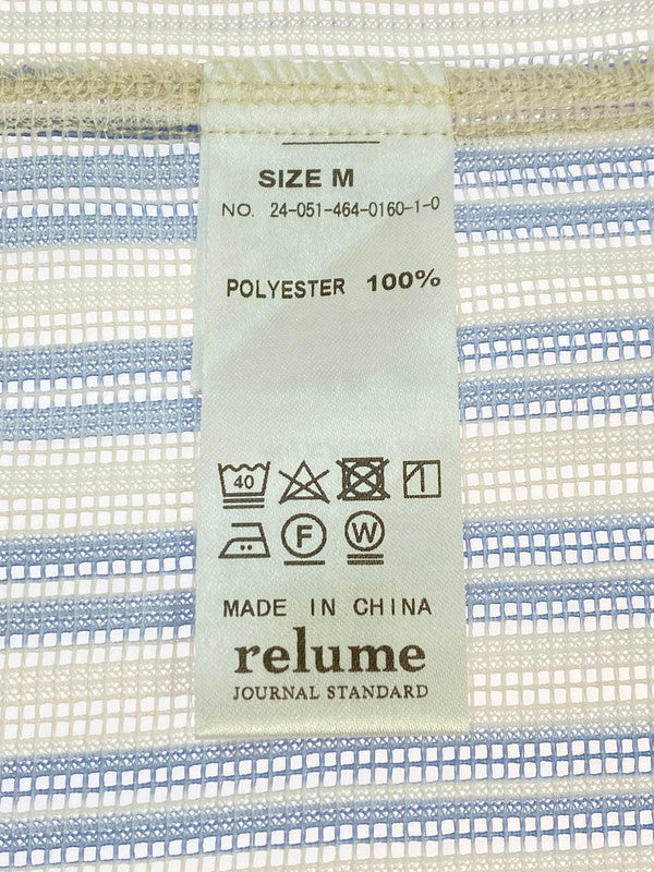 【中古品】【メンズ】 JOURNAL STANDARD relume ジャーナルスタンダード　レリューム S/S SHIRT ストライプカラーレース半袖シャツ トップス 147-250818-yn-28-min サイズ：M カラー：オフホワイト/ライトブルー 万代Net店