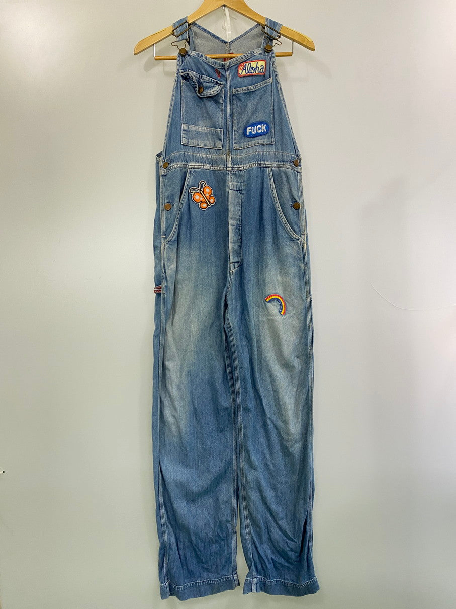 【現状渡し品】【メンズ】 HYSTERIC GLAMOUR ヒステリックグラマー 初期タグ OVERALL オーバーオール デニム ボトムス ワッペン オールインワン つなぎ 151-251029-em-34-min サイズ：FREE カラー：インディゴブルー 万代Net店