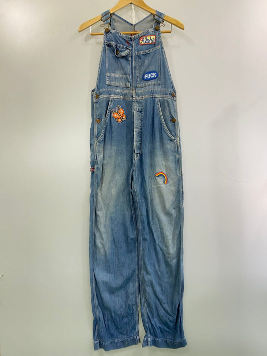 【現状渡し品】【メンズ】 HYSTERIC GLAMOUR ヒステリックグラマー 初期タグ OVERALL オーバーオール デニム ボトムス ワッペン オールインワン つなぎ 151-251029-em-34-min サイズ：FREE カラー：インディゴブルー 万代Net店