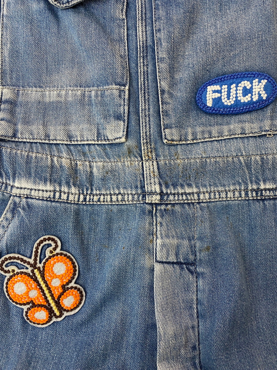 【現状渡し品】【メンズ】 HYSTERIC GLAMOUR ヒステリックグラマー 初期タグ OVERALL オーバーオール デニム ボトムス ワッペン オールインワン つなぎ 151-251029-em-34-min サイズ：FREE カラー：インディゴブルー 万代Net店