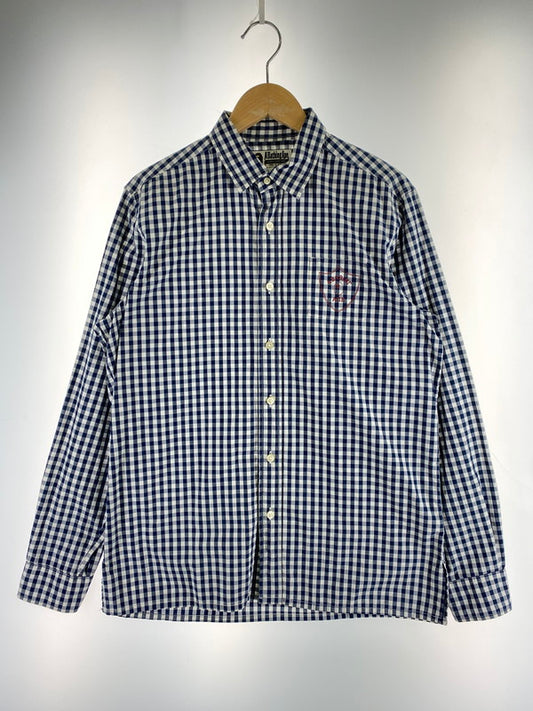 【中古品】【メンズ】 A BATHING APE アベイシングエイプ CHECK LS SHIRT 1860-131-022 チェック 長袖シャツ トップス 142-250818-jt-02-min サイズ：L カラー：ネイビー/ホワイト チェック柄 万代Net店