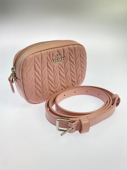 【中古品】【レディース】 COACH コーチ QUILTED LEATHER CONVERTIBLE WAIST BAG F73384 キルテッド レザー コンバーチブル ウエストバッグ カバン 180-250906-kk-03-min カラー：ピンク 万代Net店