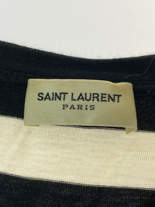 【中古品】【メンズ】 SAINT LAURENT PARIS サンローランパリ 360062 Y2FJ1 14AW 切替ボーダーSS TEE ショートスリーブ 141-250817-AS-30-min サイズ：L カラー：ブラック/ホワイト 万代Net店