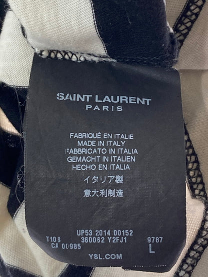 【中古品】【メンズ】 SAINT LAURENT PARIS サンローランパリ 360062 Y2FJ1 14AW 切替ボーダーSS TEE ショートスリーブ 141-250817-AS-30-min サイズ：L カラー：ブラック/ホワイト 万代Net店