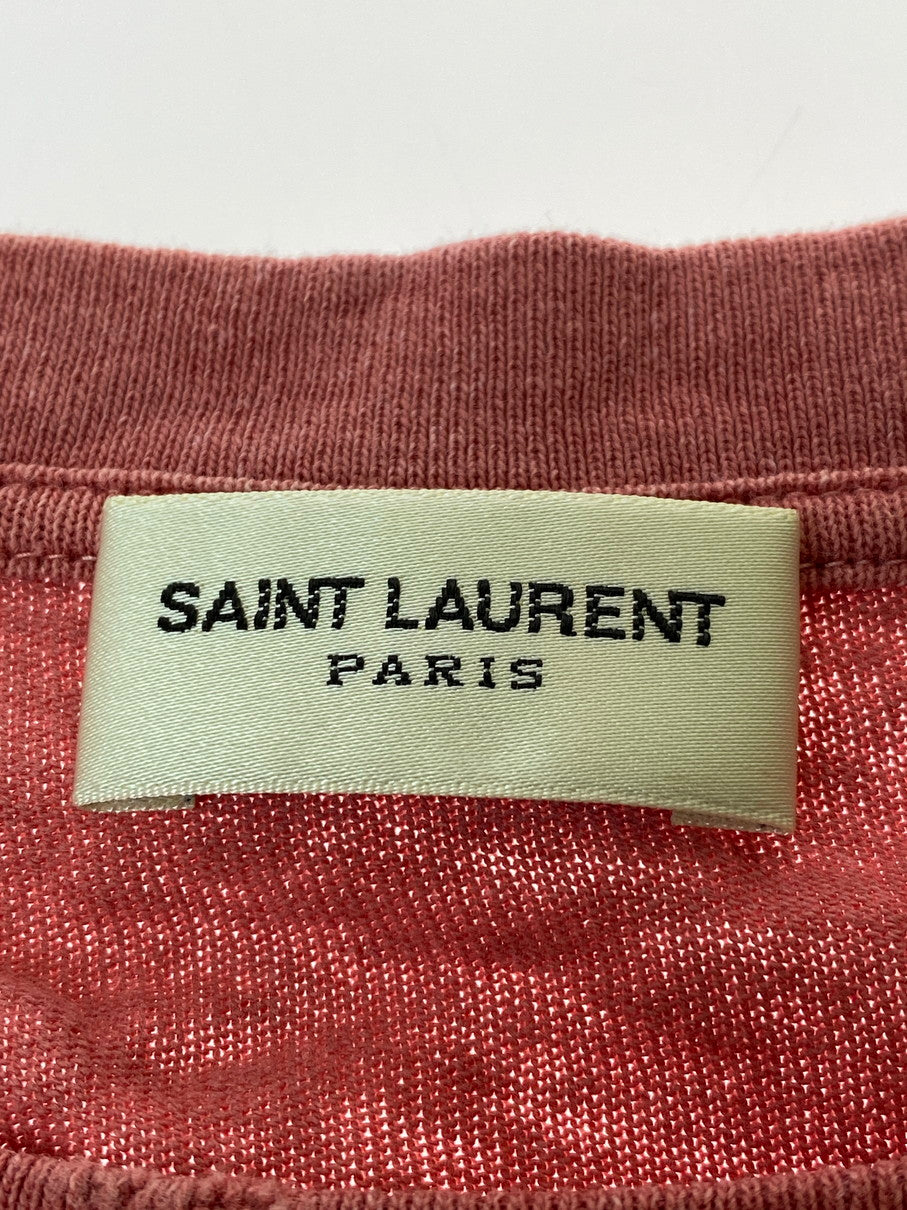 【現状渡し品】【メンズ】 SAINT LAURENT PARIS サンローランパリ TY53 531185 YB2WG 18AW LOGO PRINT TEE Tシャツ トップス 141-250816-ks-02-min サイズ：L カラー：ピンク 万代Net店