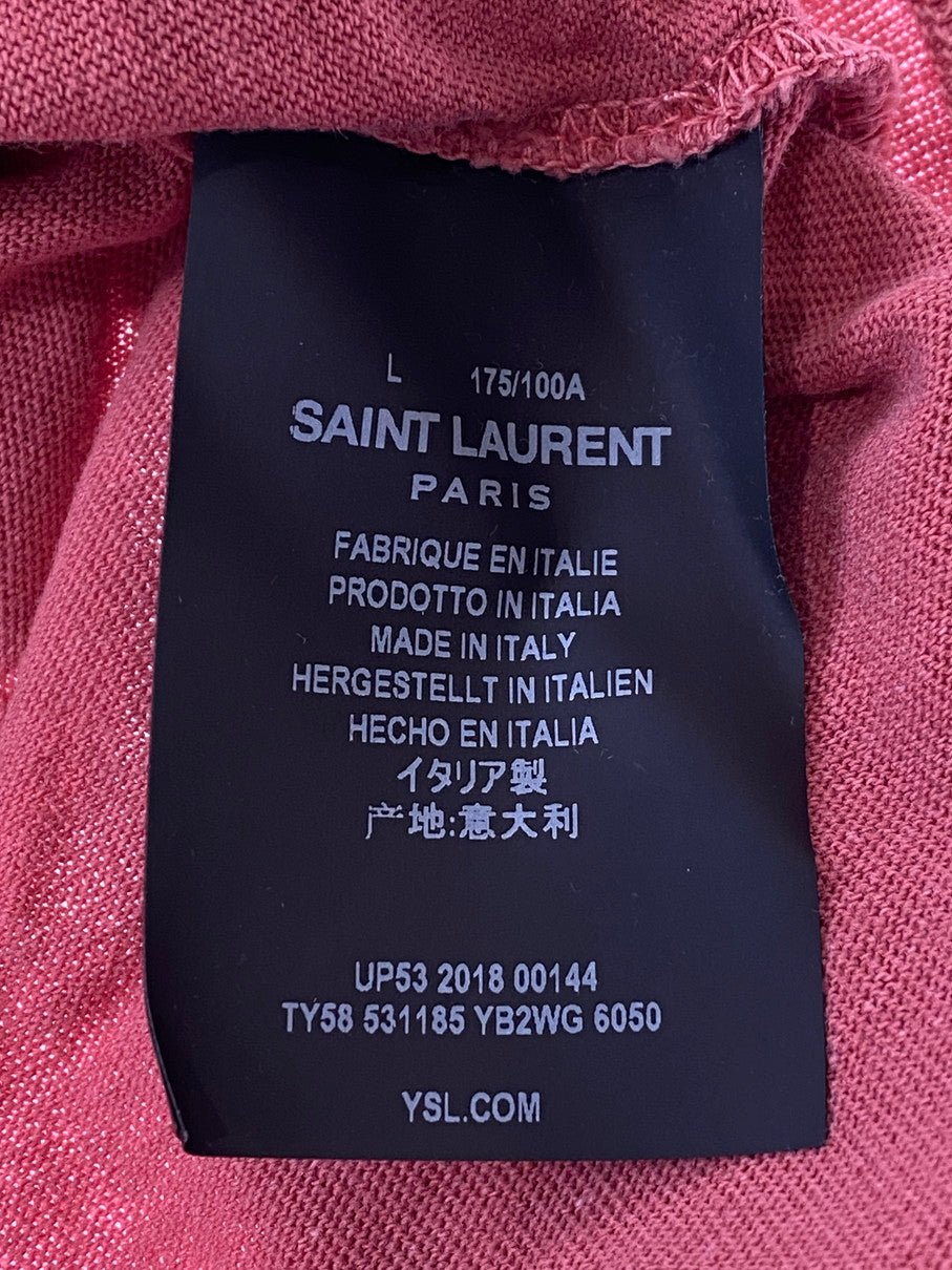 【現状渡し品】【メンズ】 SAINT LAURENT PARIS サンローランパリ TY53 531185 YB2WG 18AW LOGO PRINT TEE Tシャツ トップス 141-250816-ks-02-min サイズ：L カラー：ピンク 万代Net店