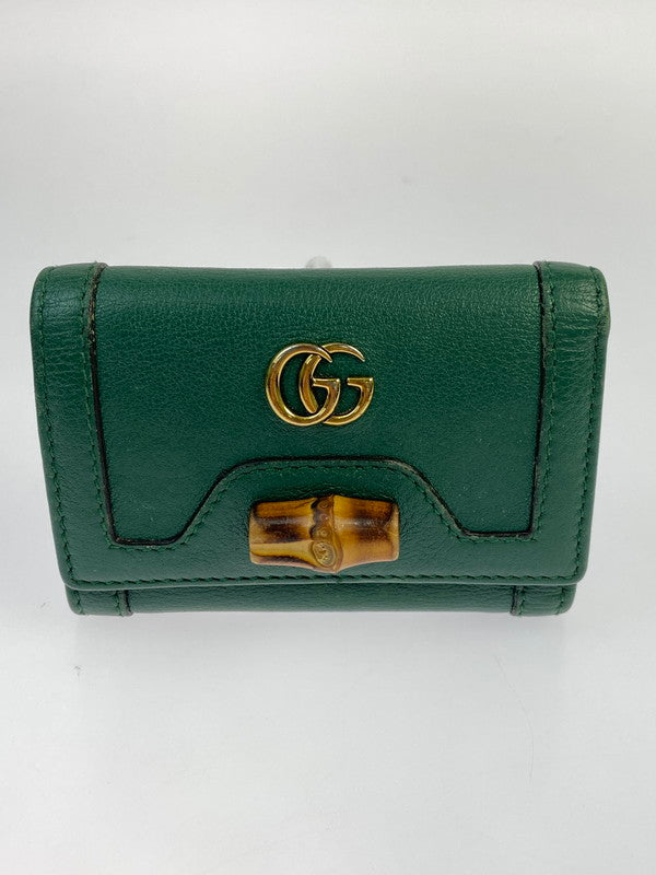 【現状渡し品】【メンズ/レディース】 GUCCI グッチ 658633 バンブー ダイアナ ミディアム ウォレット 181-250821-ks-07-min カラー：グリーン 万代Net店