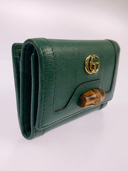 【現状渡し品】【メンズ/レディース】 GUCCI グッチ 658633 バンブー ダイアナ ミディアム ウォレット 181-250821-ks-07-min カラー：グリーン 万代Net店