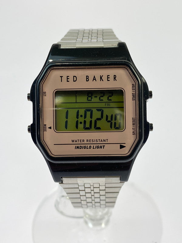 【中古品】【メンズ】 TED BAKER LONDON テッドベーカーロンドン BKP80S201 TED 80’ デジタル クオーツ腕時計 198-250824-AS-19-min カラー：ブラック/シルバー ピンク文字盤 万代Net店