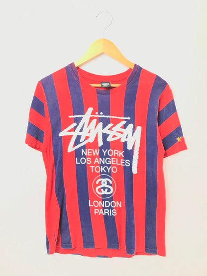 【中古品】【メンズ】 STUSSY ステューシー S/S WORLD TOUR TEE ワールド ツアー Tシャツ 半袖Tシャツ 142-260518-na-09-tagh サイズ：S カラー：レッド/ネイビー 万代Net店