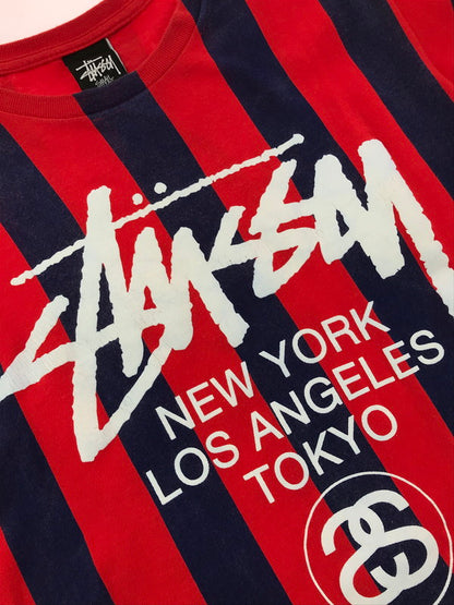 【中古品】【メンズ】 STUSSY ステューシー S/S WORLD TOUR TEE ワールド ツアー Tシャツ 半袖Tシャツ 142-260518-na-09-tagh サイズ：S カラー：レッド/ネイビー 万代Net店