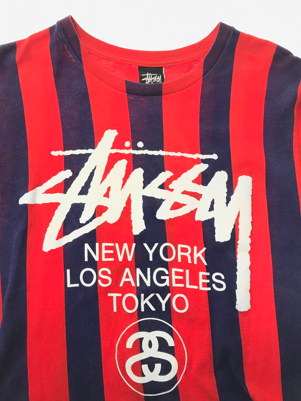 【中古品】【メンズ】 STUSSY ステューシー S/S WORLD TOUR TEE ワールド ツアー Tシャツ 半袖Tシャツ 142-260518-na-09-tagh サイズ：S カラー：レッド/ネイビー 万代Net店