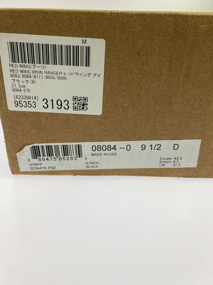 【現状渡し品】【メンズ】 RED WING レッドウィング IRON RABGER 8084 アイアンレンジャー ブーツ 靴 164-250823-yn-15-min サイズ：27.5cm カラー：ブラック 万代Net店