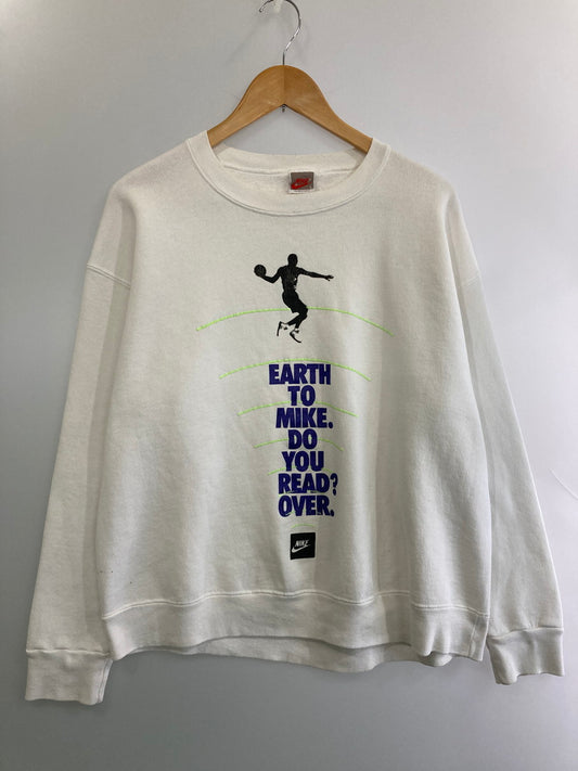 【中古品】【メンズ】 NIKE ナイキ 90'S EARTH TO MIKE SWEATSHIRT スウェット トレーナー 146-250817-AS-40-min サイズ：L カラー：ホワイト 万代Net店